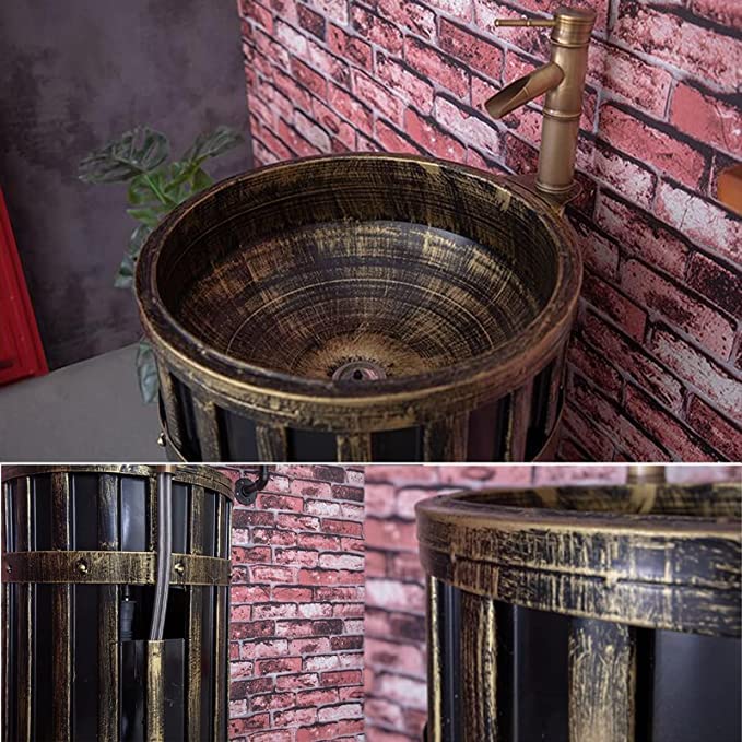 Mueble de baño industrial de bronce con espejo y estructura robusta de alta gama 4