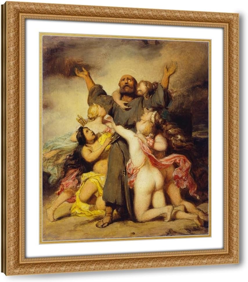 ArtDirect The Temptation of Saint Anthony (c. 1832) Custom Framed Art Print Giclee Print or Canvas Options with Various Sizes and Customization by Paul Delaroche