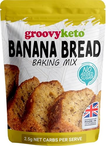 Groovy Keto Banana Bread Mix | Low Carb | Keto Friendly | Sugar Free | Only 2.5g Net Carbs Per slice | Keto Baking Mix, Diabetic Friendly - 260g Pouch