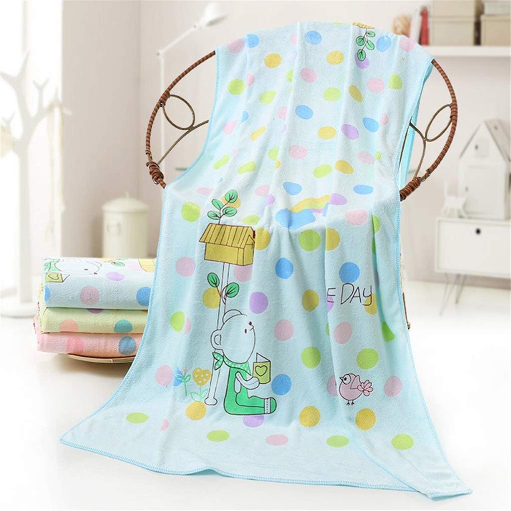 Cartoon Bath Towel Dots Bear Print Shower Towels Home Bathroom Hotel for Kids Adults 70140cm (Color : B) (B)