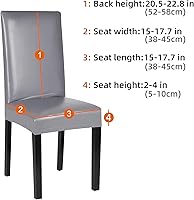 Vista 2 de YISUN Fundas para sillas de comedor, de piel sintética sólida, impermeable, resistente al aceite y elástica, funda protectora para sillas de comedor