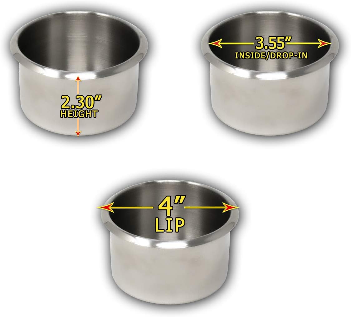 DA VINCILot of 10 Drop in Stainless Steel Poker Table Jumbo Cup Holders 4 Inch Wide