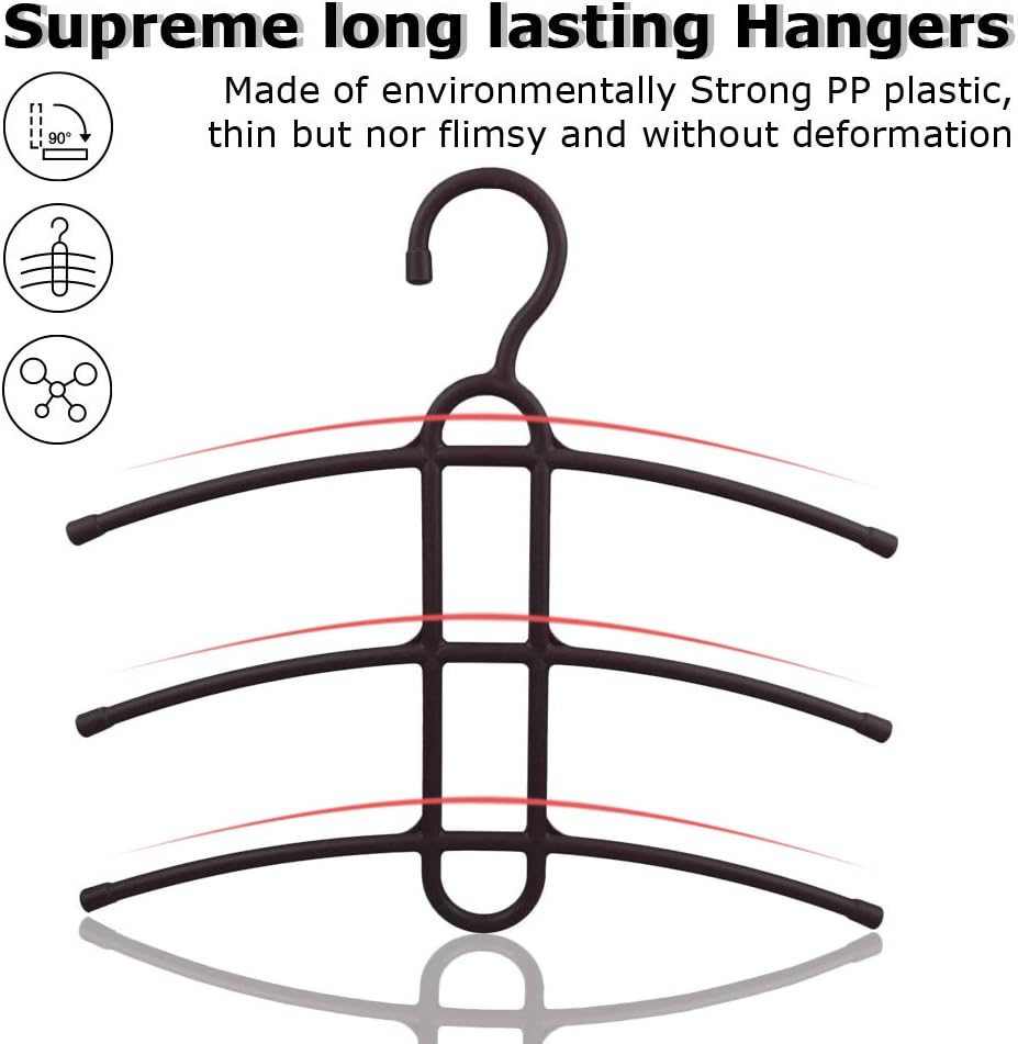 upra Multiple Shirt Hangers In One Space Saving Plastic 5-Pack, Durable Multi-Functional Non-Slip Clothes Hangers Closet Organizers, for Coats Jackets Pants Dress Scarf, Dorm Room/Apartment Essentials