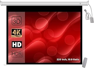 BIG VUE 220 Inches Motorized Projector Screen | Electric Projection Screen | Home Theatre Screen | W/Remote Control (220 I...