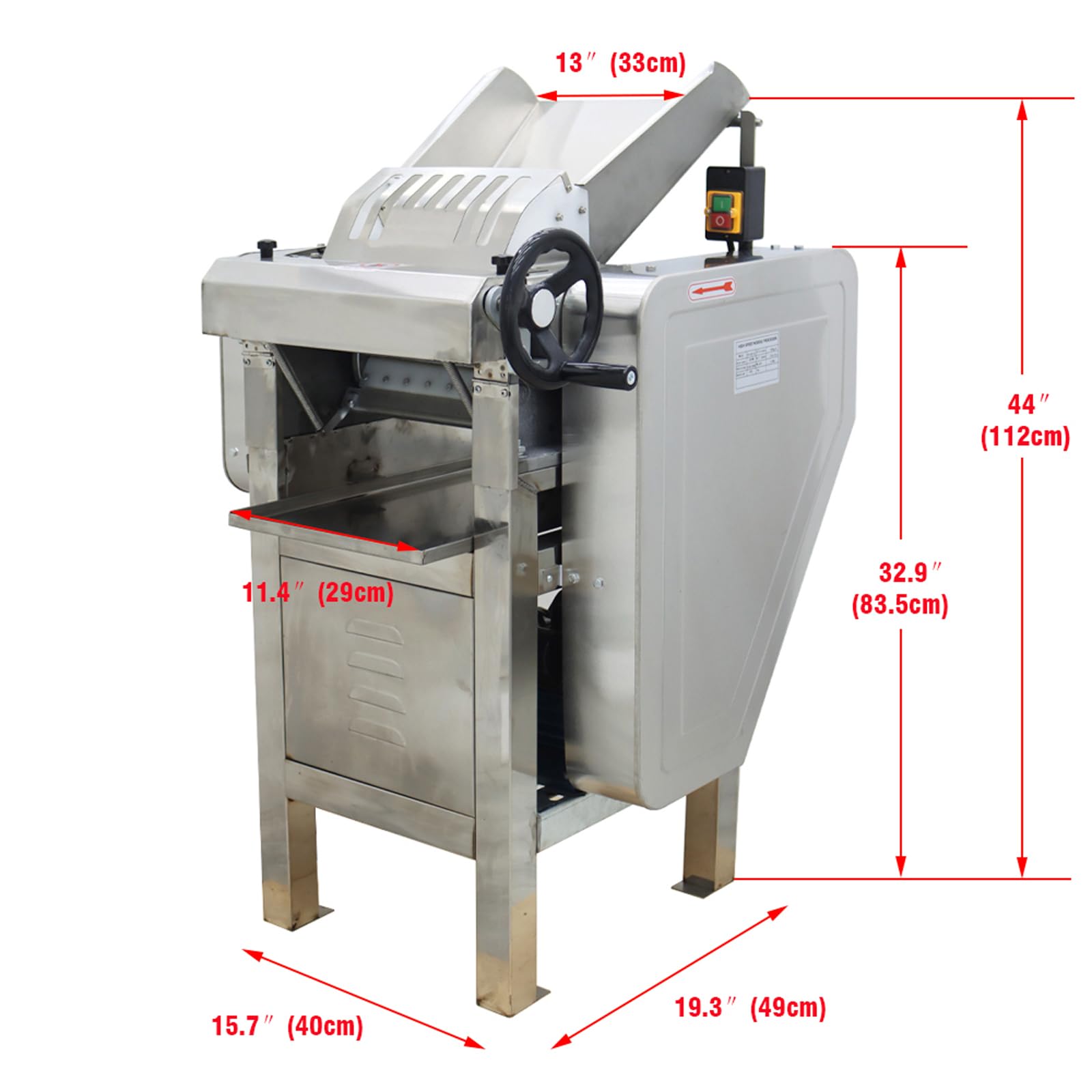 WYDDDARY Electric Dough Sheeter 100KG/H Commercial High-speed Press Dough Machine Stainless Steel Pasta Dough Roller Sheeter Machine Roll Press Machine 110V