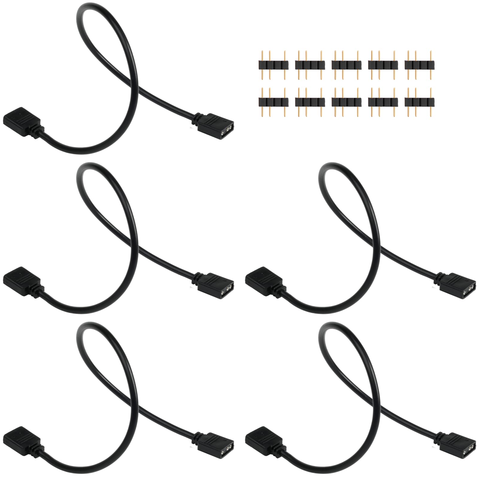 5 câbles d'extension ARGB avec adaptateur 3 broches vers SM-3 broches, 30CM d'extension d'interface 5 V Compatible avec Bandes Lumineuses RVB 5050 3528 Ou Ventilateur RVB Composants