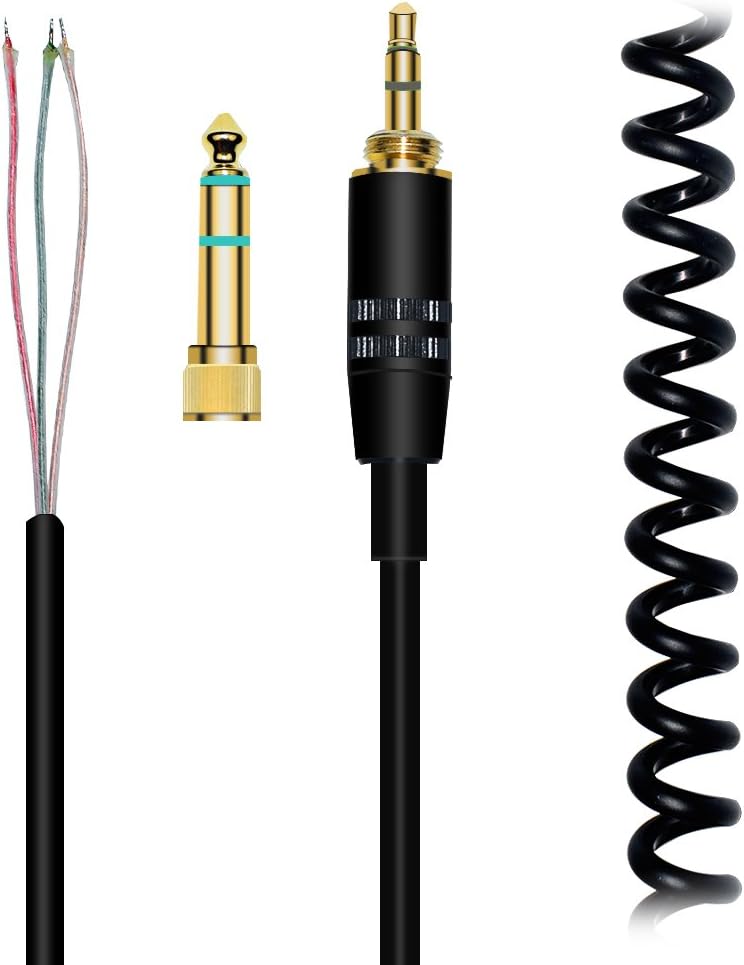 Alitutumao Coiled Repair Cable Replacement Spring Cord with Gold Plated Connectors Compatible with Sony ATH-M50 ATH-M50s MDR-7506 7509 MDR-V6 V6 V600 V700 V900 Headphones 1/4-inch Adapter Included