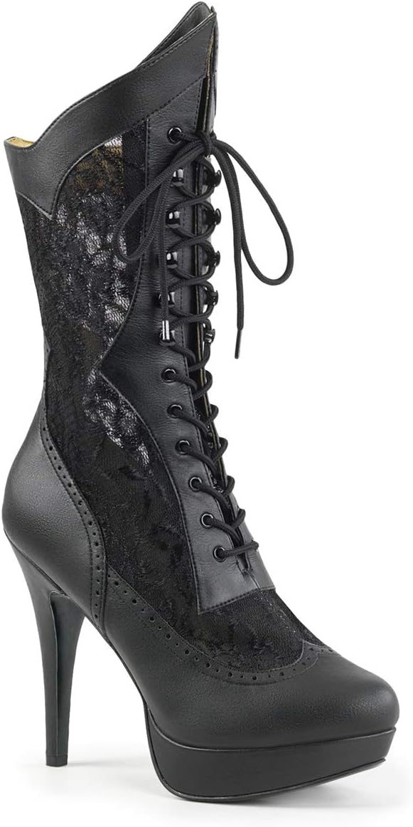 Pleaser Pink Label Women's Chloe115/Bpu Ankle Bootie, Black Faux Leather, 16 M US