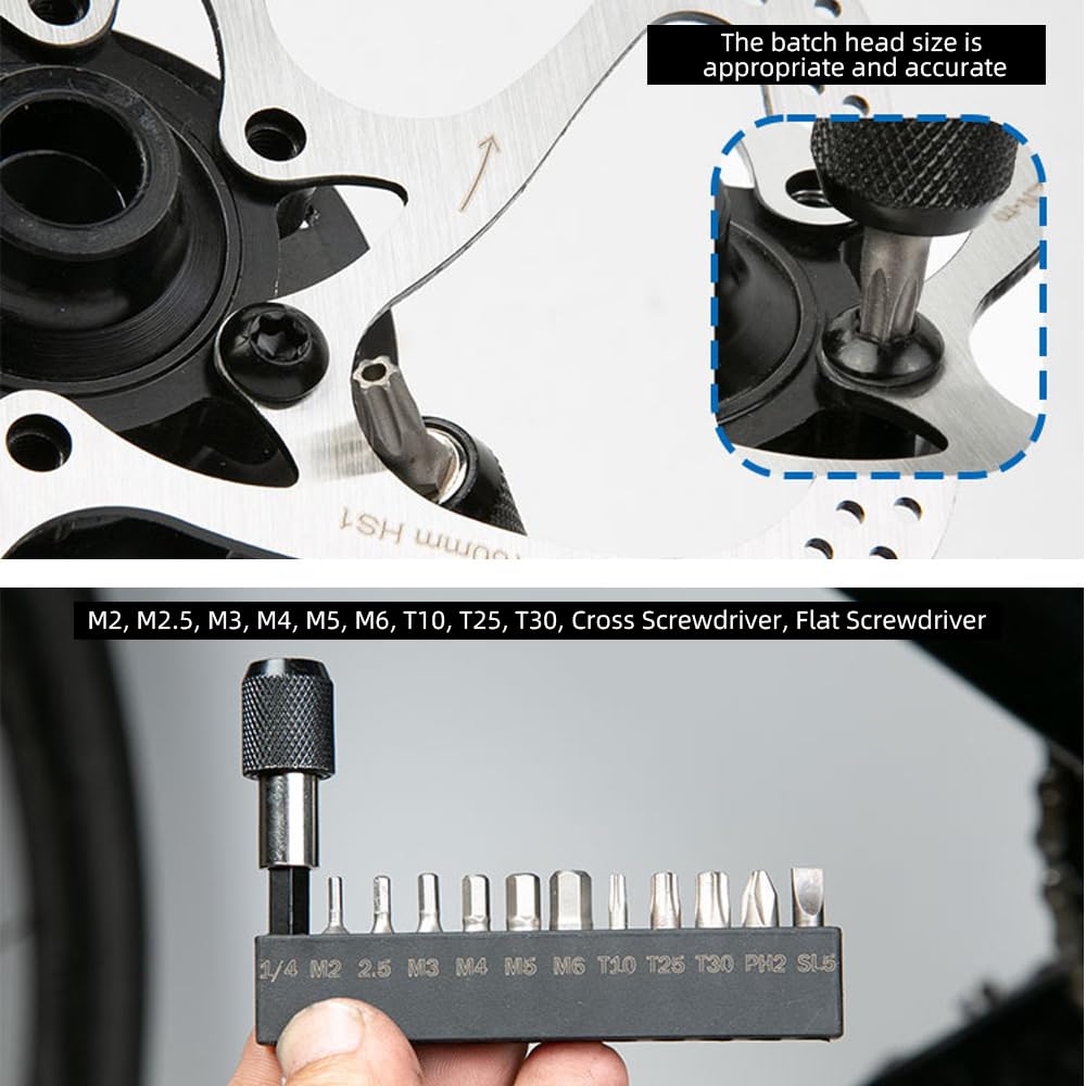 Kit di strumenti professionali per riparazione bici Strumenti di manutenzione multifunzione portatili per e mountain bike Riparazione pneumatici Taglio catena Fibbia magica (Bit 079 e)