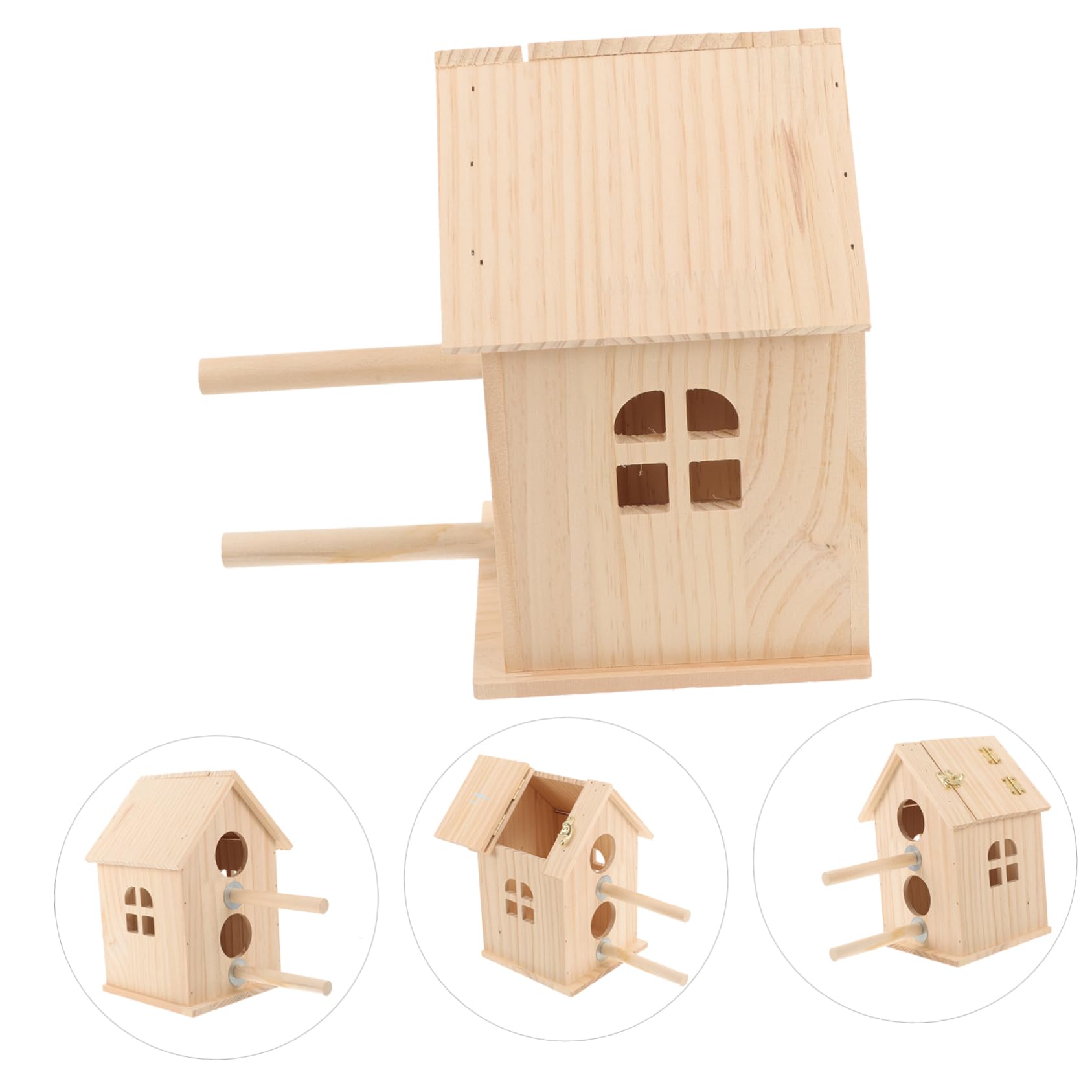 Mipcase Caja Terrario De Aves Nido De Pájaro De Madera Criadero De Madera Casa De Pájaros De Madera Casa De Pájaros De Jardín Nido De Pájaros Domésticos Juguete Peonía De Piel De Tigre G5