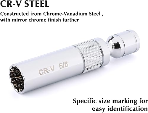 Miniatura 3 de EMENTOL Juego de 3 llaves de bujía magnética de 38 pulgadas, 12 puntos, CR-V, enchufes de extensión de 0.551 in, 2.8 pulgadas, 6 pulgadas, 11