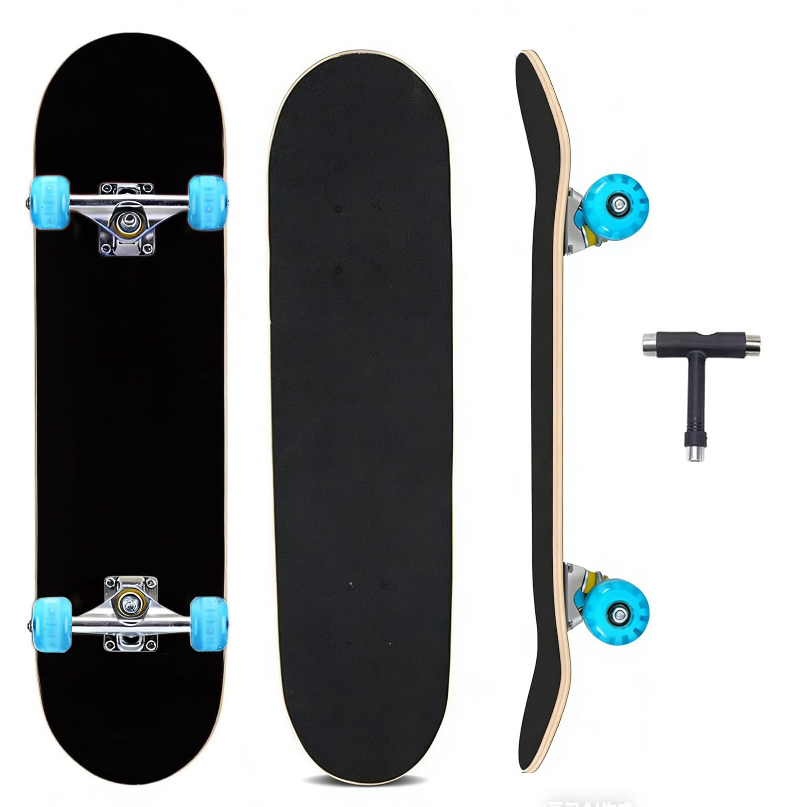 Skateboard complet - Skateboard standard pour débutants, enfants, garçons, filles, adolescents - 78,7 x 20,3 cm - Concave, fascinant, cool, solide et durable