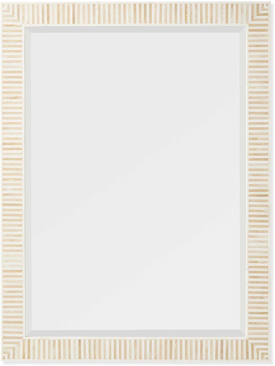 Rectangular HD Wall Mount Mirror for Bathroom Living Room Office Toilet Wash Basin and Decor(36x24 inch,Light Beige)