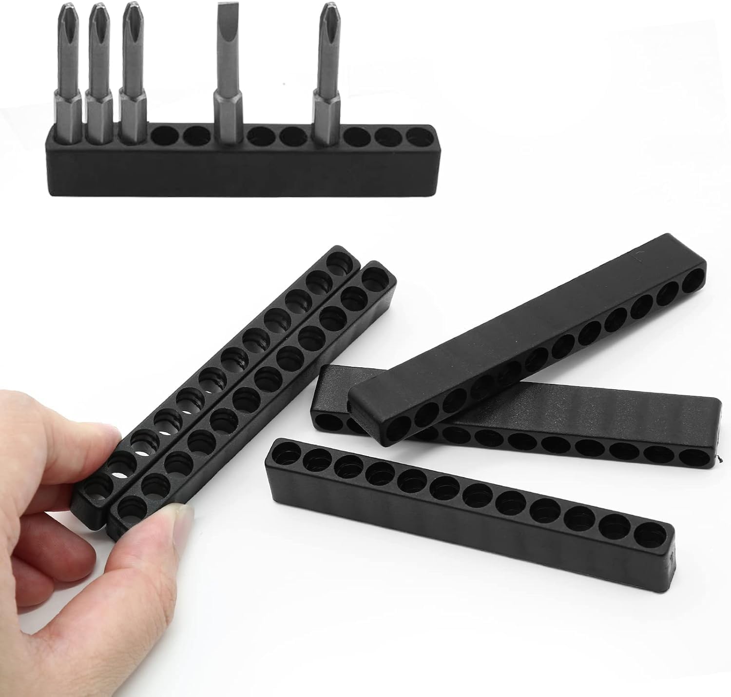 10pcs 12 Holes Screwdriver Bit Holder Drill Head Storage Case