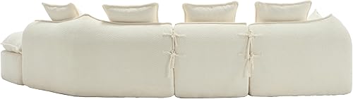 Miniatura 6 de Sofá curvo Boucle de 137.8 pulgadas, moderno sofá modular con asiento profundo de nube con 4 almohadas, cómodos sofás modulares de 5 asientos para