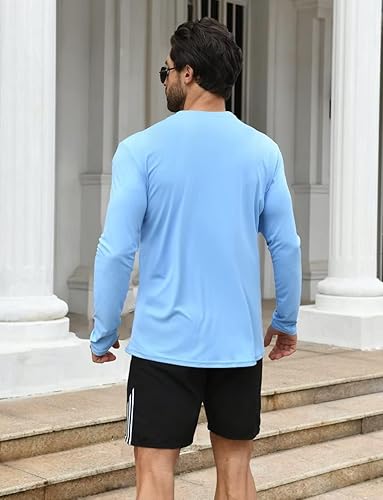 Miniatura 2 de HOPLYNN 2 Pack Men's UPF 50+ Rash Guard Quick-Dry Long Sleeves Shirts, Swim Fishing Shirts UV Sun Protection Shirts for Men