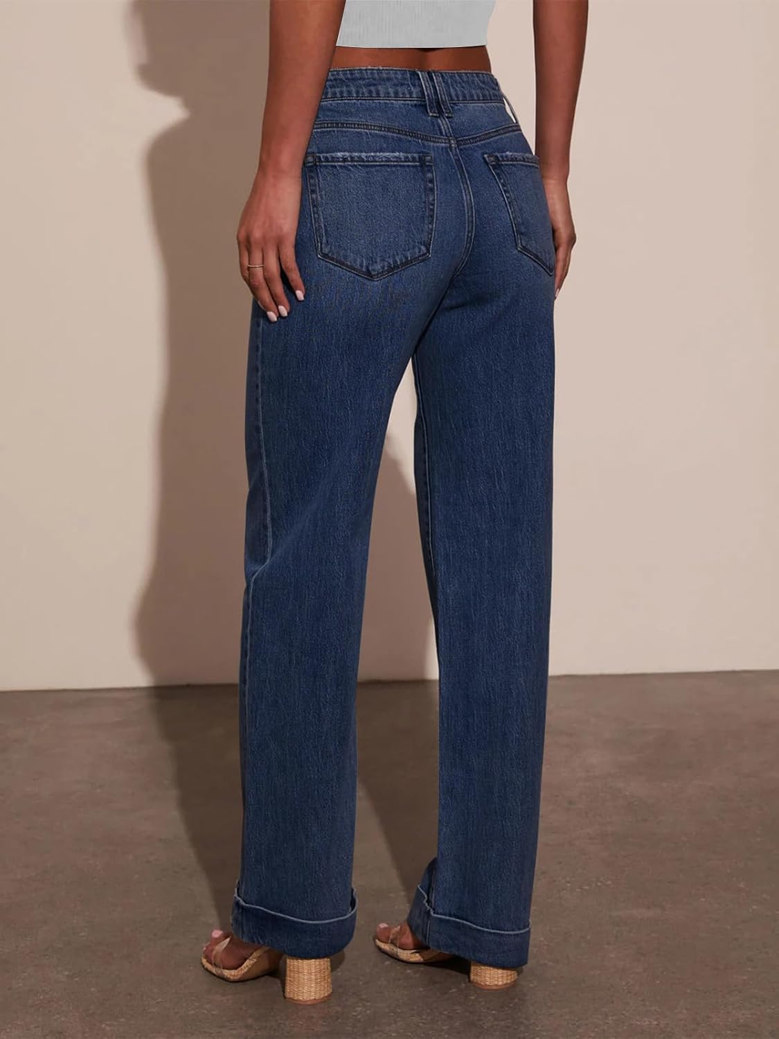 KUNMI Jeans for Women Wide Leg Baggy High Waist Boyfriends Straight Leg Stretchy Denim Pants Trendy Fall 2025