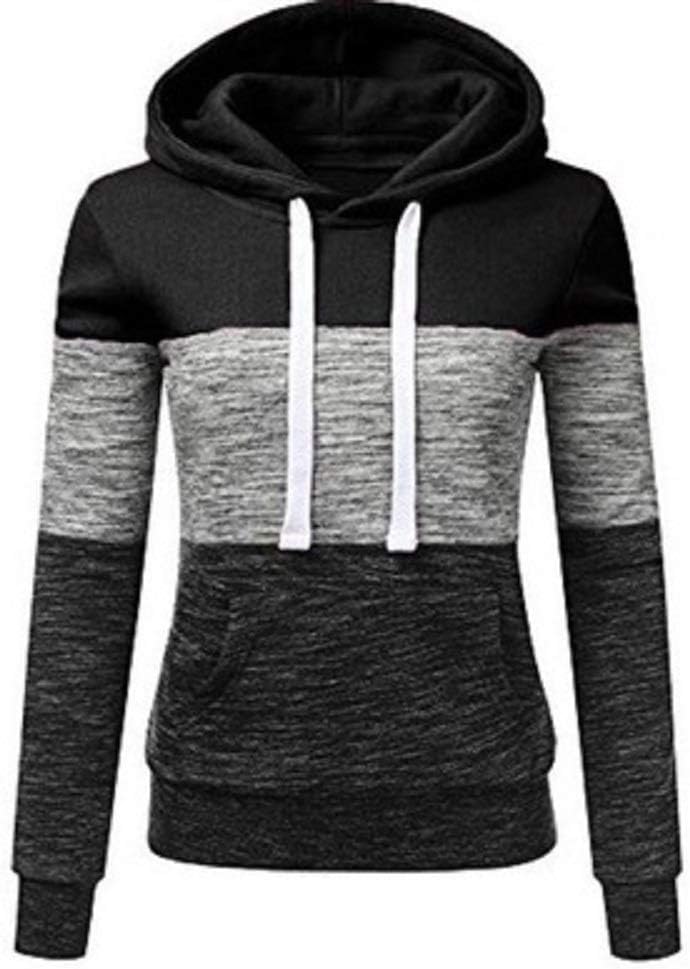 haashpylien Women's Long Sleeve Hoodie Sweatshirt Casual Autumn Winter Patchwork Drawstring Hooded Pullover Tops with Kanga Pocket