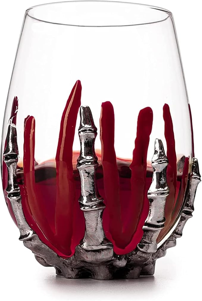 Skeleton Wine Glass, Bloody Hand Wine Skull Glass 12oz