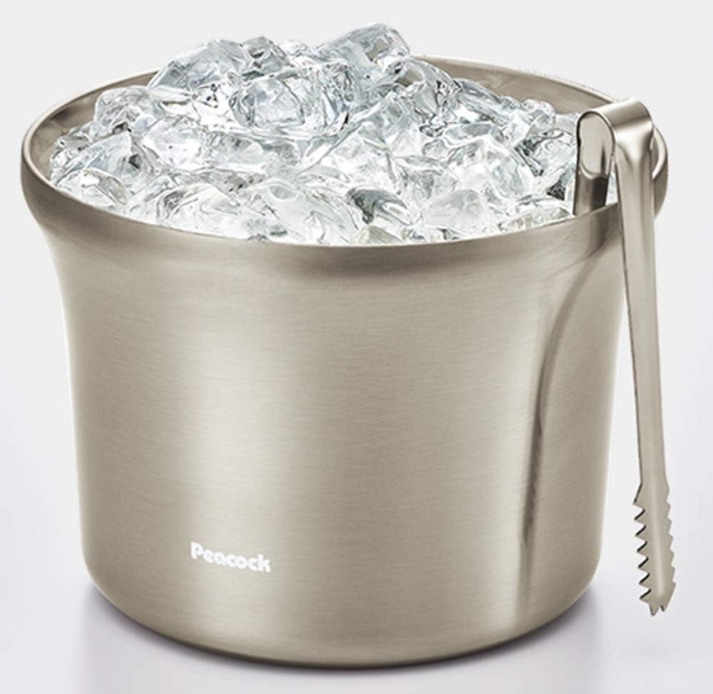 Peacock IBT-280 XA Ice Pail Ice Bucket, Cold Retention, Vacuum Double Wall Construction, 6.9 gal (2.75 L), Stainless Steel, Tongs Included
