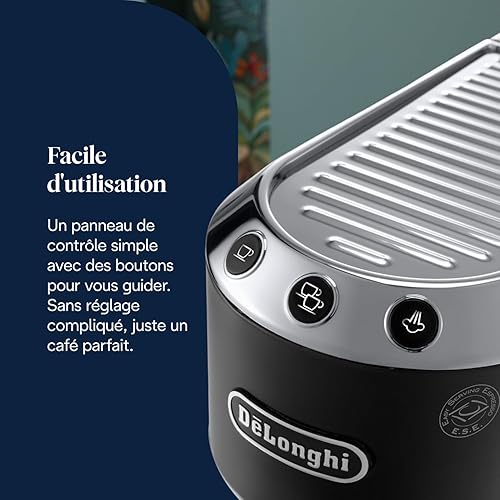 De’Longhi Dedica Style - Perfetto Machine à Expresso Compacte, Mousseur de Lait Manuel pour Expresso et Cappuccino, Compatible Dosettes ESE, Panneau de Commande à Boutons, Largeur 15cm, Noir(EC685.BK) - 5