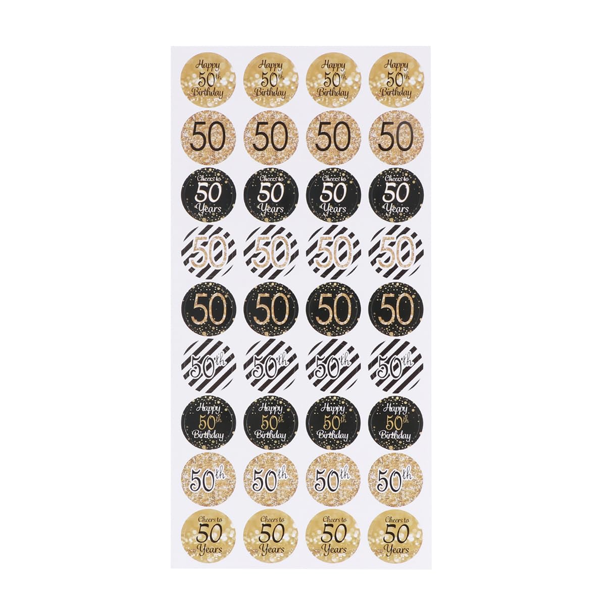 Amosfun 50Th Birthday Stickers Self Adhesive Round Sealing Labels for Party Favour Decoration and Packaging 12 Sheets for Birthday Celebration