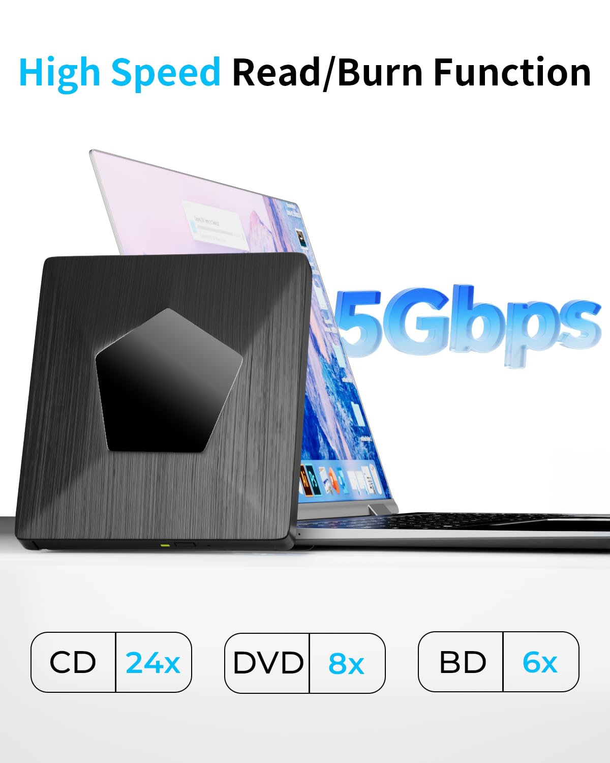 Lecteur Blu-ray externe, graveur Bluray externe avec USB 3.0 et Type-C, lecteur CD DVD externe Blue Ray, graveur Bluray pour PC, lecteurs Blu-ray externes USB pour Windows XP/7/8/10/11 MacOS