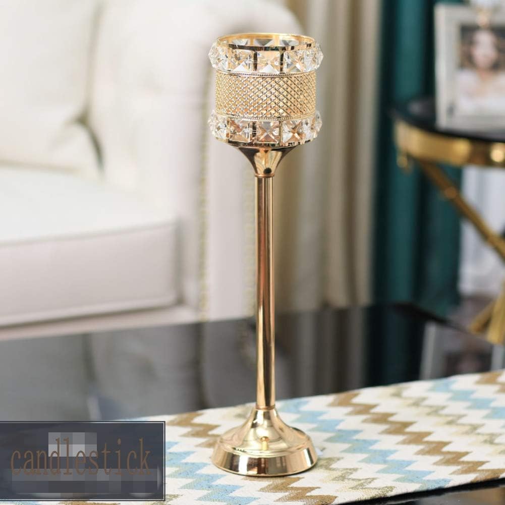 European Antique Candle Candelabra Decorative Romantic Candle Holder Metal Crystal Candelabra Stand Functional Table Decorations for Wedding Party Dinner Centerpiece-c