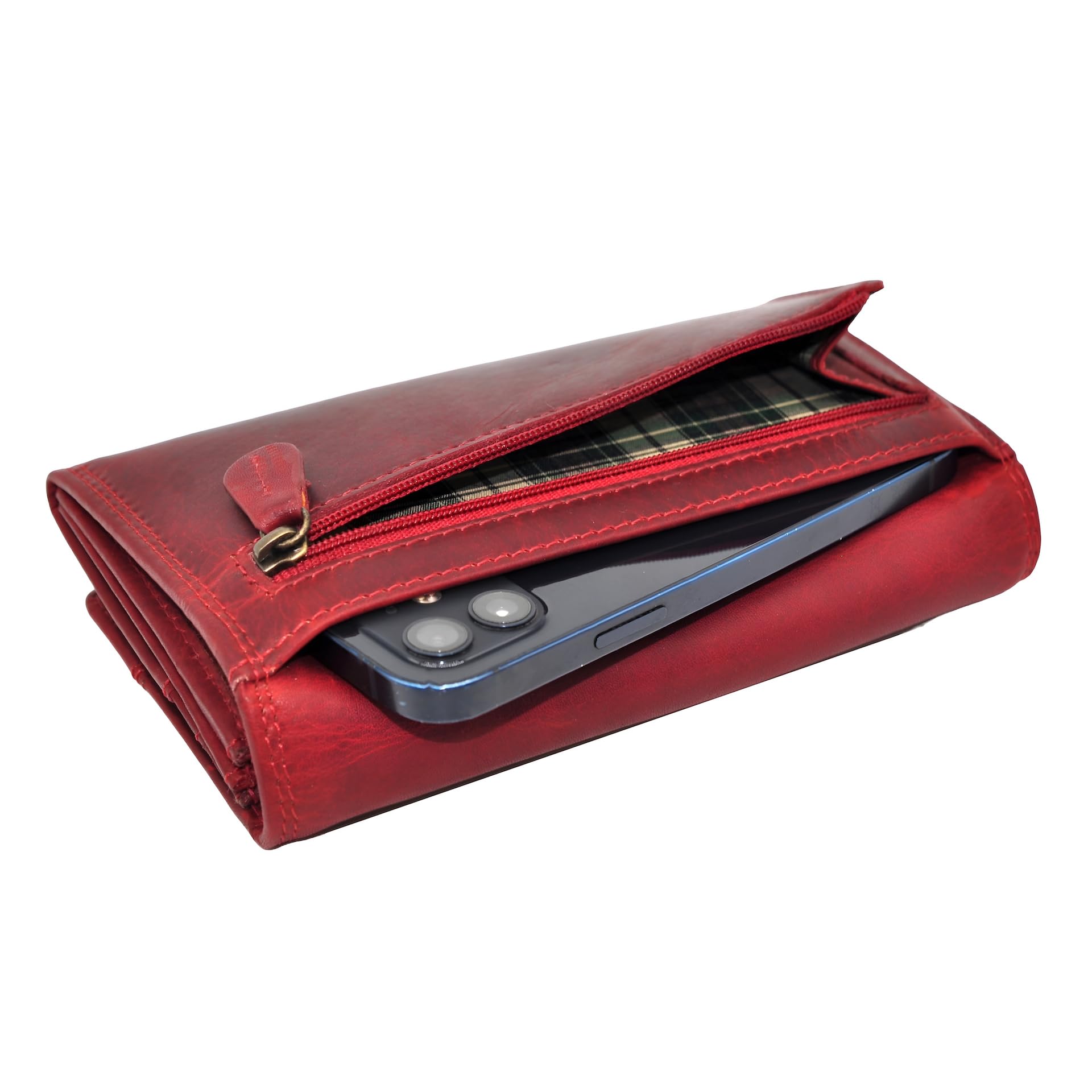 Benthill Portefeuille Femme Cuir - Haute qualité en Cuir véritable Femme Porte Monnaie avec Protection RFID - Femmes Long Porte Cartes INCL. boîte Cadeau, Color:Rouge