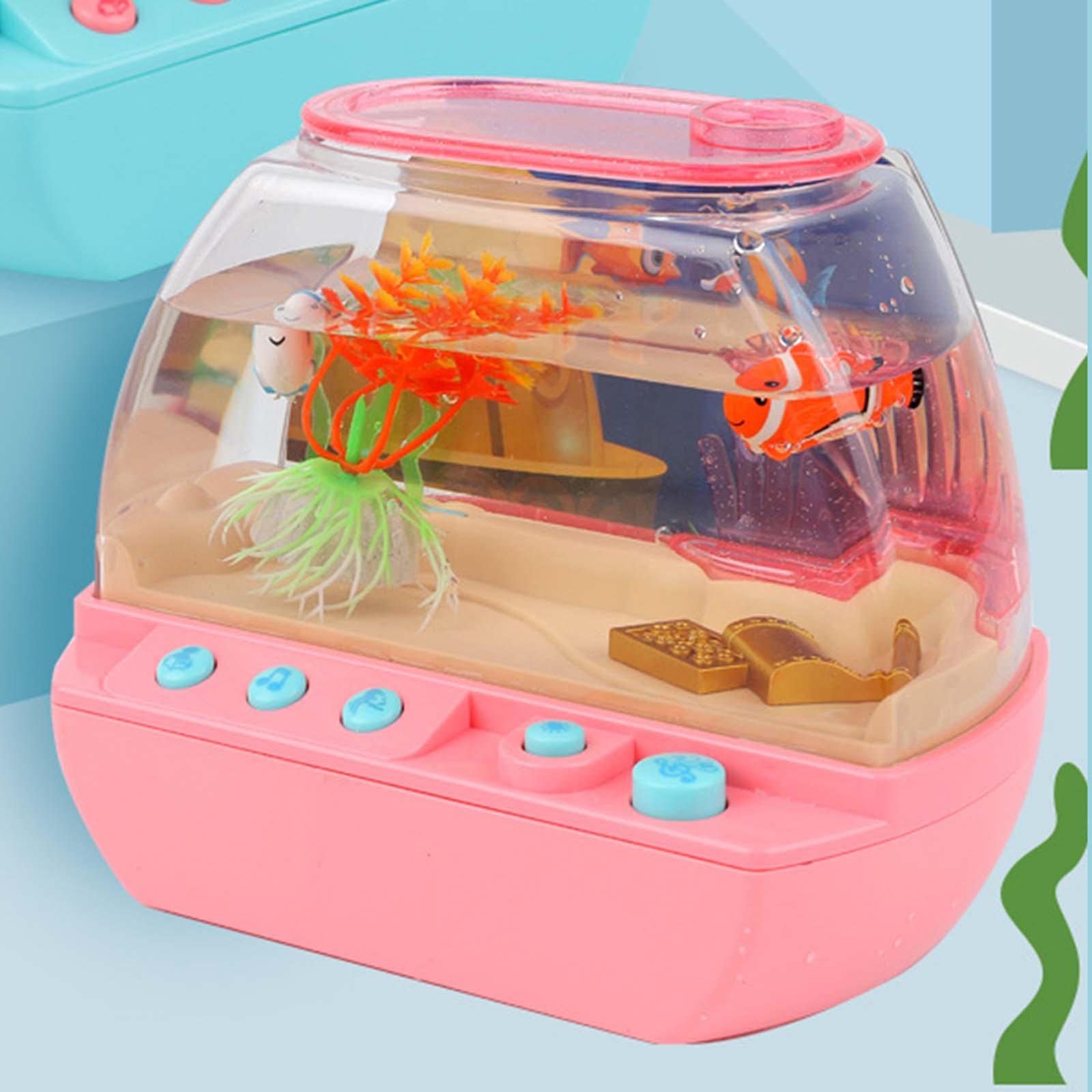 Aquarium Giocattolo Pesci Cartone Musica Luci Decorativo Interattivo Adatto per Bambini Apprendimento E Gioco Casalingo, Rosa