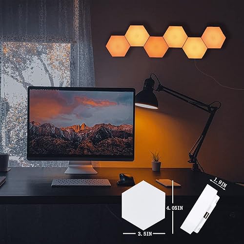 Miniatura 4 de Luces hexagonales, luces de pared hexagonales RGB con control remoto, paneles de pared hexagonales inteligentes, luces de pared LED conmovedoras con