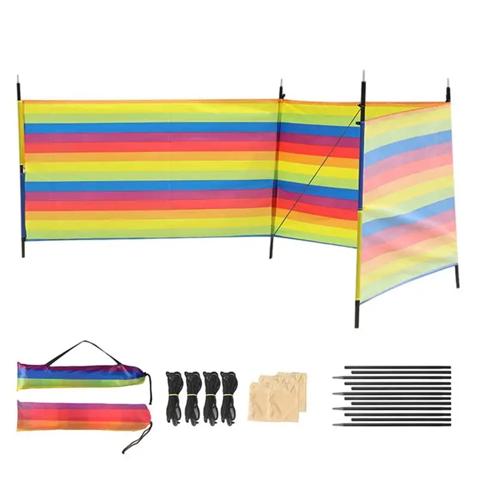 Paravento da Spiaggia Barriera frangivento for Campeggio, Spiaggia, Privacy, Riparo frangivento, Tenda Antivento, Portatile, for Esterni(White)