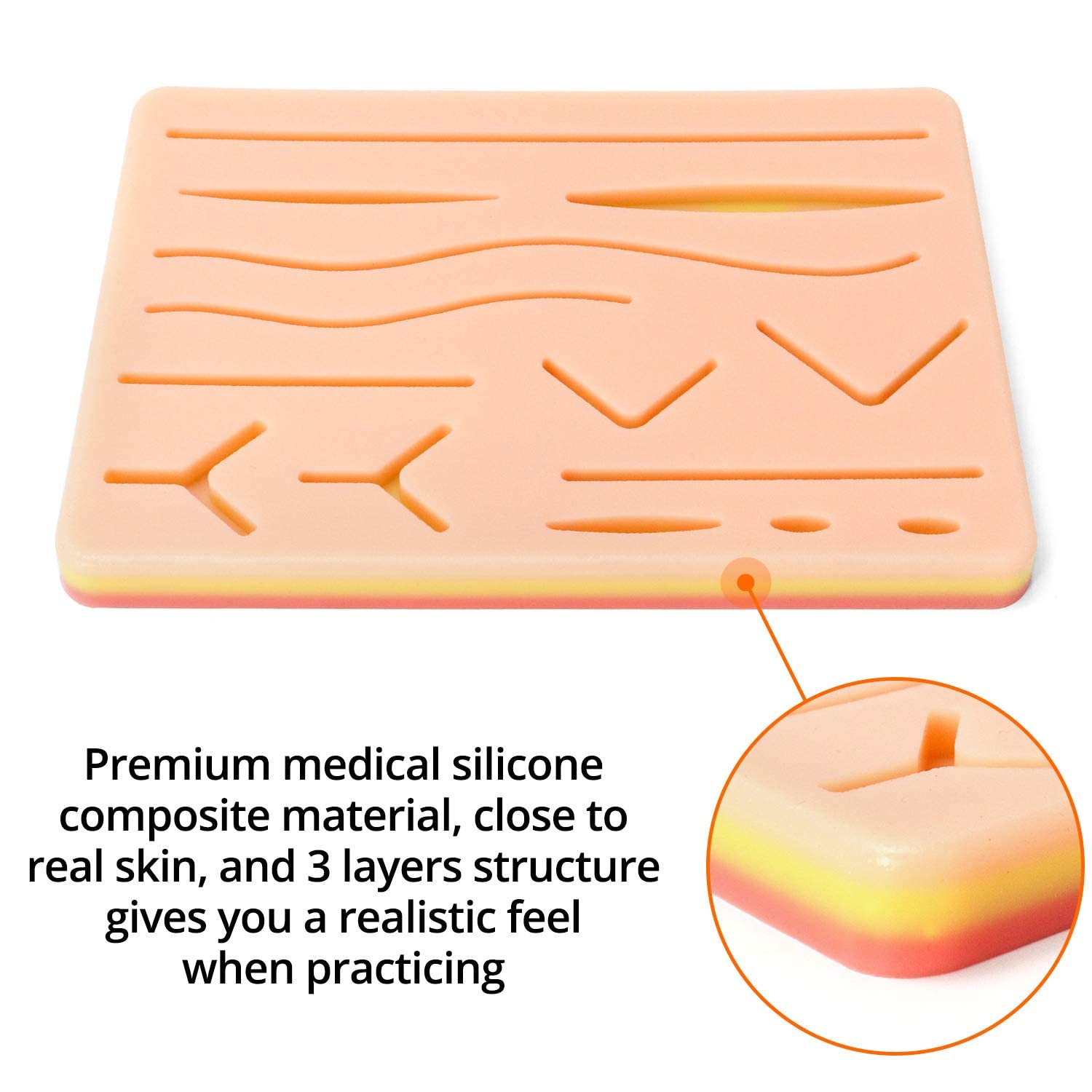 Myaskro® HFD-240 Dual Mesh Suture Pad | 240g, 12mm, 3-Layer RealSkin+ | High Fidelity Simulation for Medical Students, OSCE & Surgical Training 3