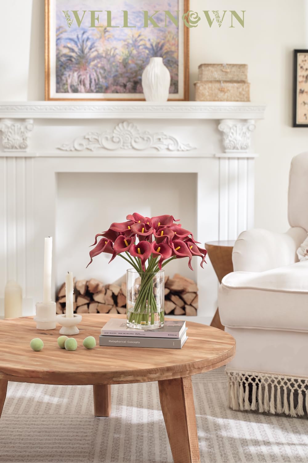 WELL KNOWN 20 Pcs Lily Flowers Artificial in Vase with Faux Water, Real Touch PU Calla Lily Fake Flower Arrangements in Vase for Home Office Hotel Party Dining Table Decor & Gifts (Burgundy Red) - Image 5