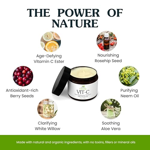 Miniatura 5 de Clearly VIT-C, crema de vitamina C para cara, hidratante antienvejecimiento con vitamina E, extractos de bayas orgánicas y corteza de sauce,