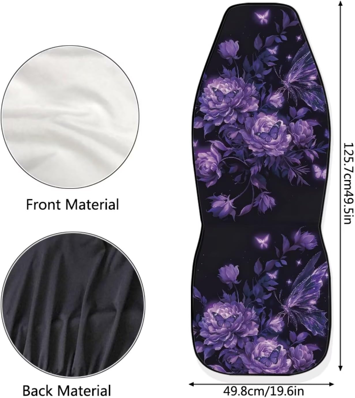 Poceacles Car Seat Covers Set of 2, Universal Auto Front Seat Covers Soft Protective Automotive Interior Accessories Decorations for Car Truck Sedan SUV, Violet Floral Butterfly