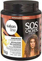 Salon Line, Ativador de Cachos, SOS Cachos, Arginina, Reconstrução Profunda - Cabelos Ondulados, Cacheados e Crespos, 1 Kg