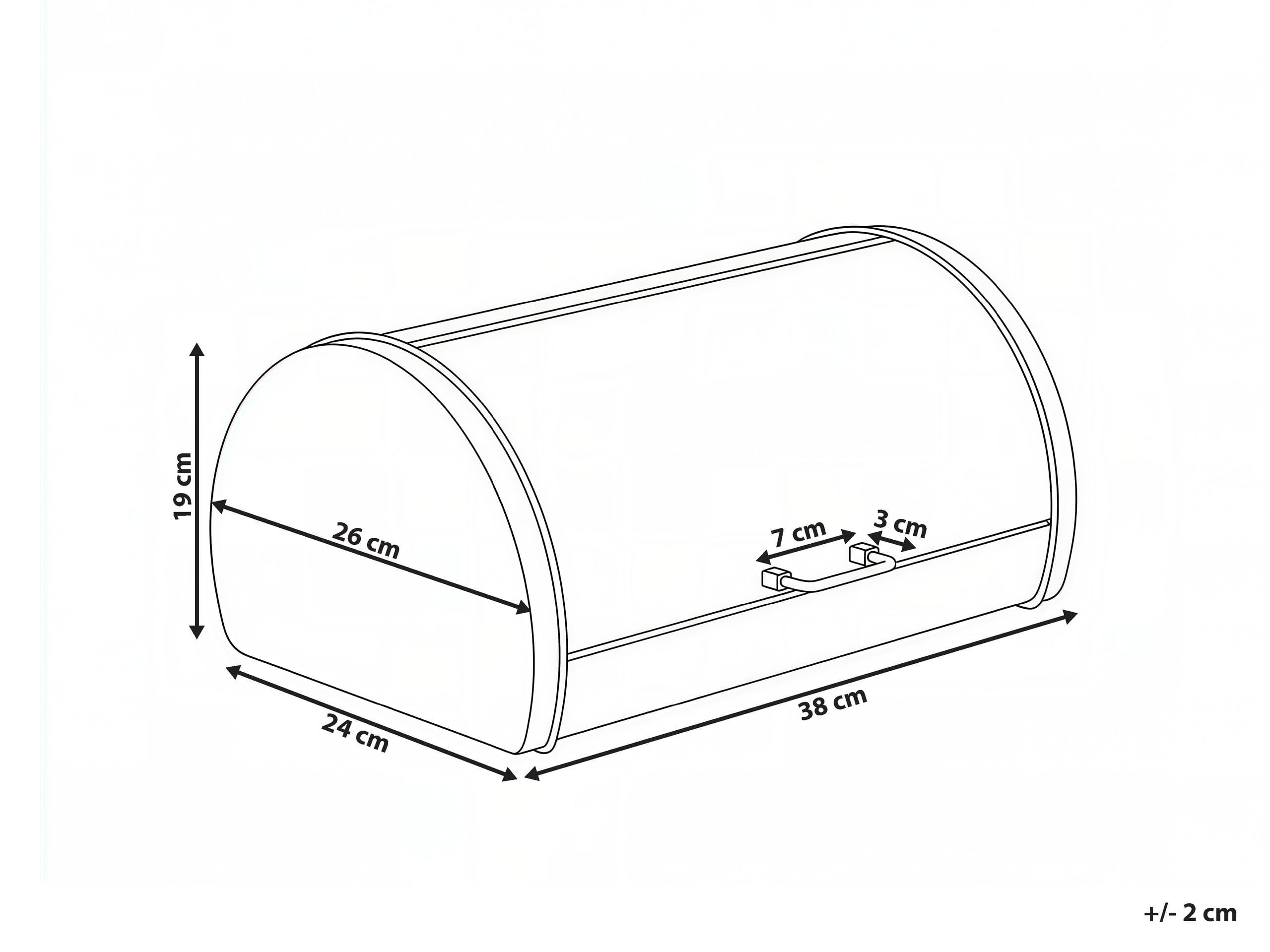 Beliani Brotkasten Edelstahl silber mit Rollklappe Griff halbrund 38 x 26 x 19 cm modern Friandise