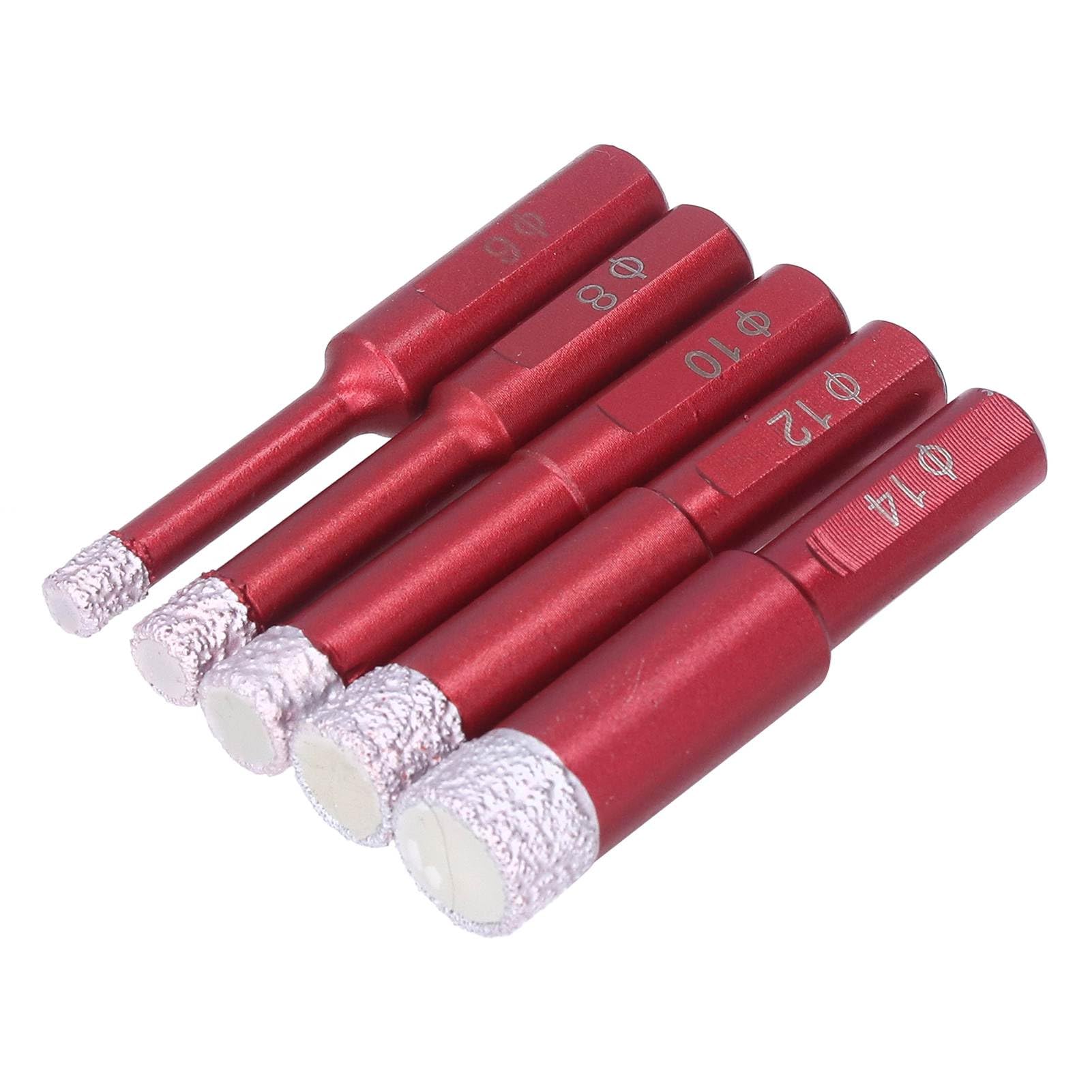 5Pcs Drill Bit Set, Shank, Dry Wet Drilling Tool Kit for Granite Ceramic, Easy Drilling with High Efficiency and Long Life
