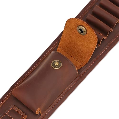 Miniatura 4 de TOURBON Eslinga de cuero para rifle con soporte de munición, correa de pistola de caza con giros