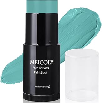 MEICOLY Teal Face Body Paint Stick(1.06 Oz),Cream Blendable Full Body Paint Stick,Peacock Face Paint,Sweatproof Waterproof Face Body Paint Makeup Based Stick for Halloween Special Effects SFX Cosplay