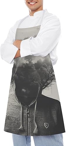 Miniatura 4 de MUSM Apron for Adults - 27.6 X 31.5 Inch, Heavy-Duty Polyester Aprons with Two Large Pockets, Waterproof Man in Hoodie Kitchen Apron for Cooking,