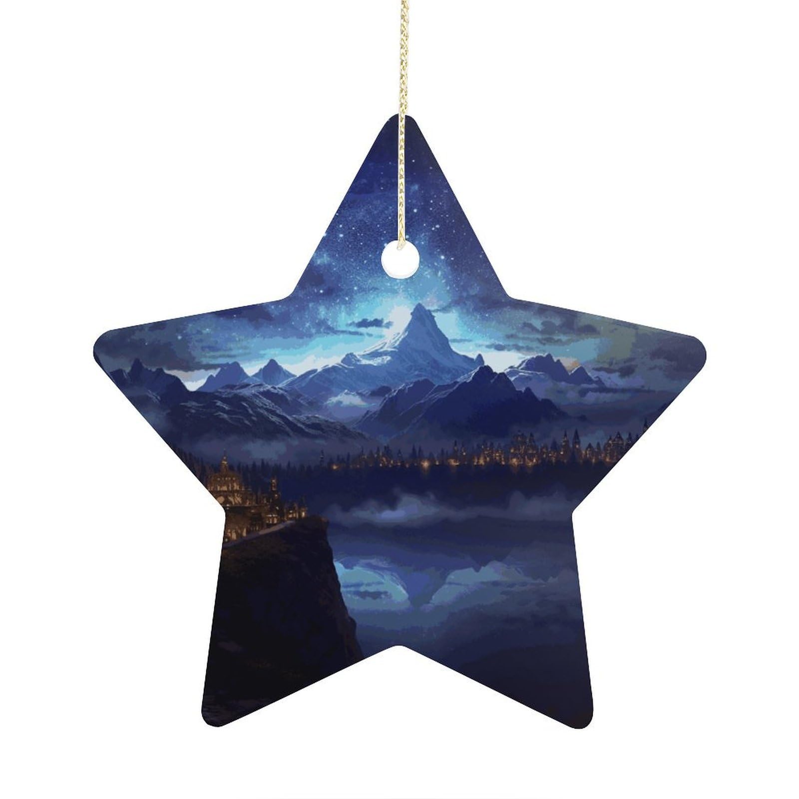 Fodpand Women's Style Fantasy Night Scene Ornament With String, Keepsake Hanging Decorations,Ceramic Ornaments For Men Indoor Home Holiday Party Gifts