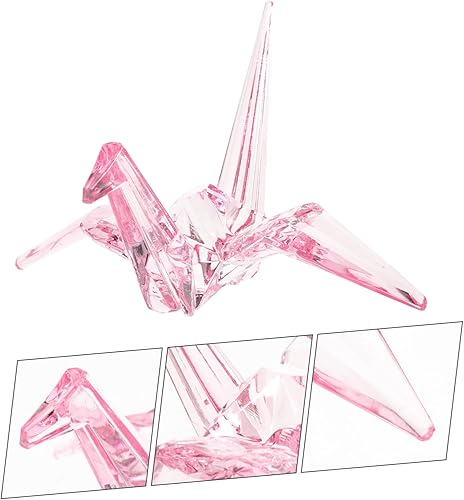 Miniatura 2 de COHEALI Estatua de grúa de origami, adornos de cristal, adornos transparentes, animales, juguetes, escultura de grulla de origami, figura