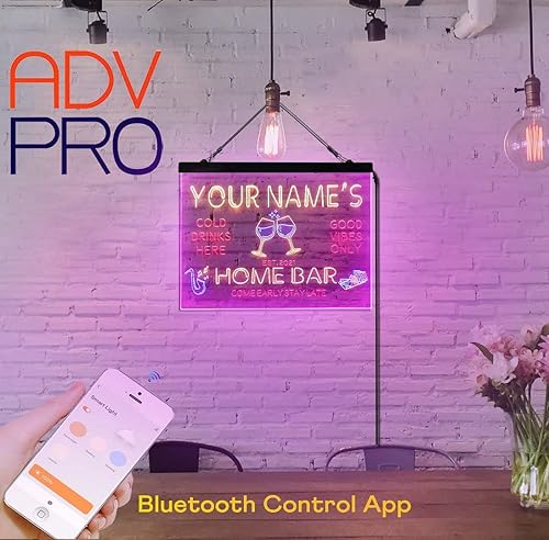 Miniatura 2 de ADVPRO Letrero de luz de neón LED tricolor personalizado con copa de vino tinto, decoración artística grabada en 3D  Personalizar nombre, fecha,