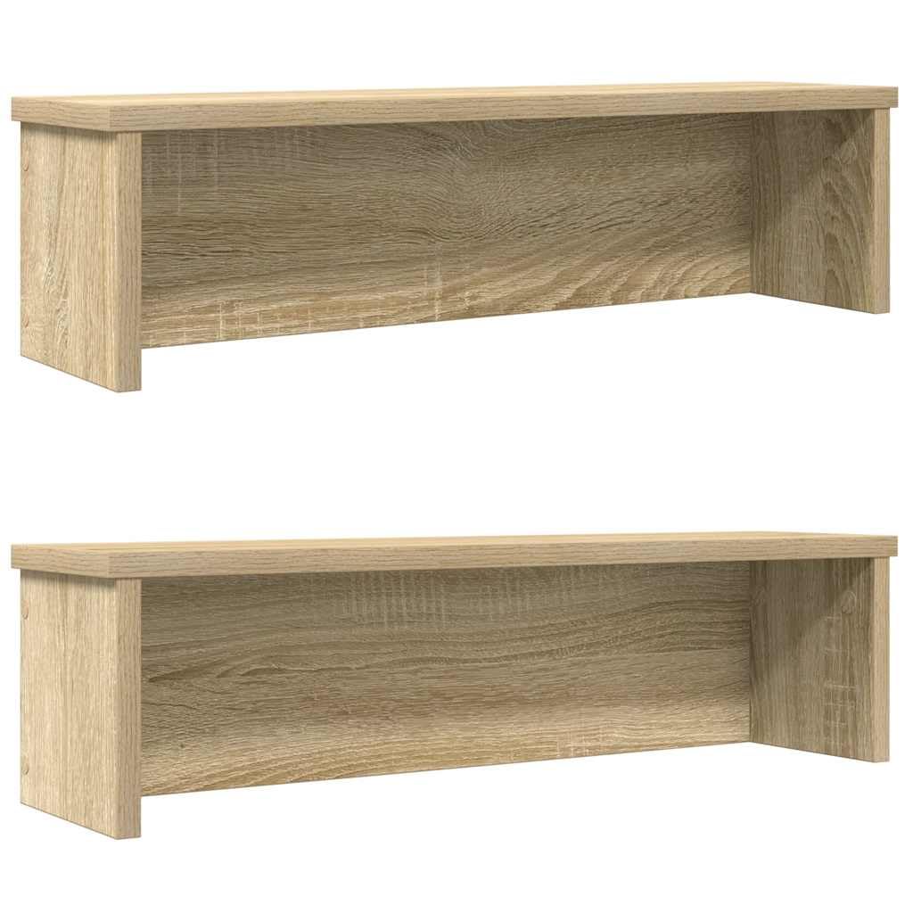 Vidaxl Sonoma Oak Kitchen Racks Stackable Pcs 60X15x16 Cm - Space-Saving Storage Shelf For Countertop/Cabinet Organization Size 2