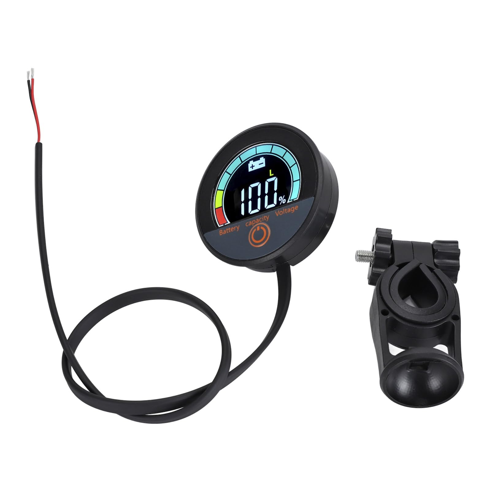 Voltmètre de Batterie avec Affichage LCD Couleur, Montage Guidon pour Moto et Véo Electrique, Plage DC 8-100V
