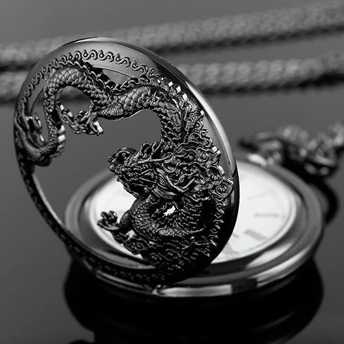 Vista 3 de Alwesam Engraved Pattern Design Quartz Pocket Watch RomanArabic Numerals for Birthdays Xmas Best Gifts