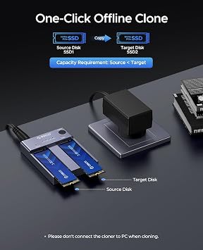 ORICO M.2 NVMe Docking Station Dual-Bay SSD Cloner USB A/C to NVMe SSD Enclosure Aluminum M.2 Duplicator for PCIe M-Key SSDs Max Up to 8TB Tool Free-M2P2