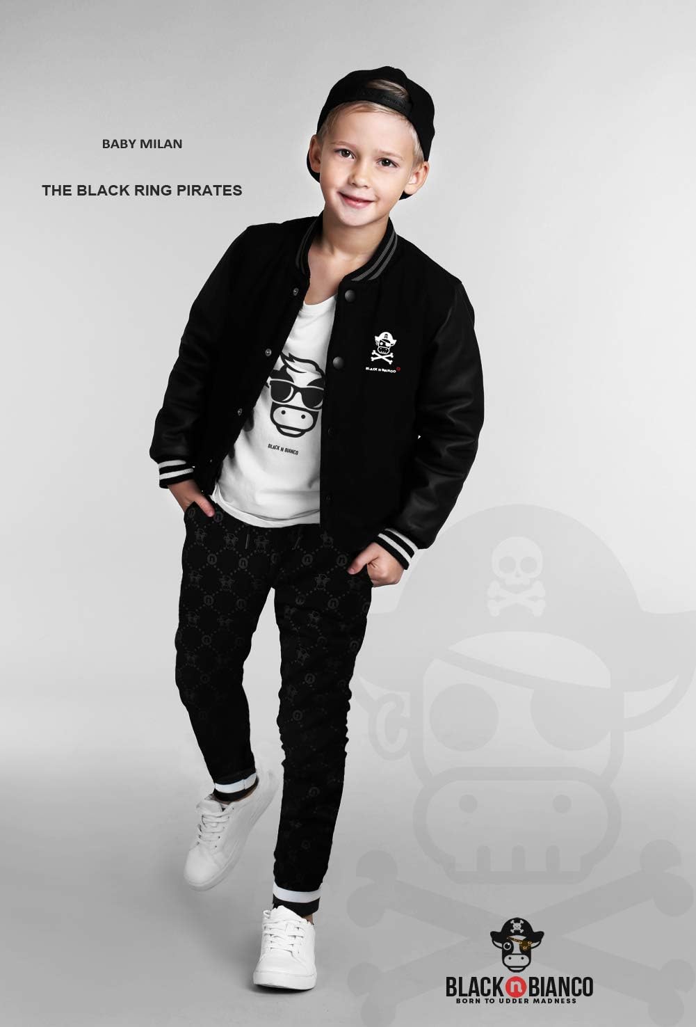 Black n Bianco Boys Sweatpants Jogger Trousers Presented by Captain Baby Milan